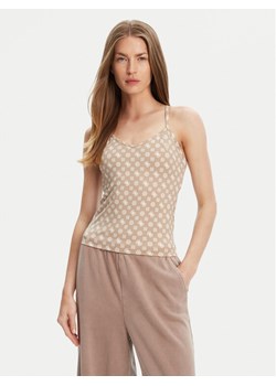 Guess Top V5YP11 MC03W Beżowy Slim Fit ze sklepu MODIVO w kategorii Bluzki damskie - zdjęcie 183932100