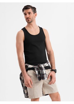 Bawełniana męska koszulka basic na ramiączkach – czarna V3 OM-TSBT-0239 ze sklepu ombre w kategorii T-shirty męskie - zdjęcie 183933643