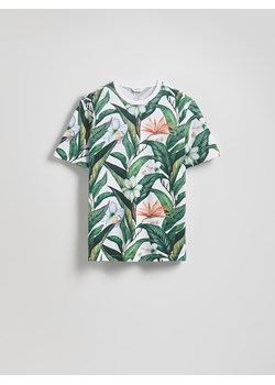 Reserved - Bawełniany t-shirt regular - złamana biel ze sklepu Reserved w kategorii T-shirty męskie - zdjęcie 183939753