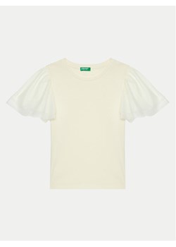 United Colors Of Benetton T-Shirt 3Q8DC10LW Écru Regular Fit ze sklepu MODIVO w kategorii Bluzki dziewczęce - zdjęcie 183941523
