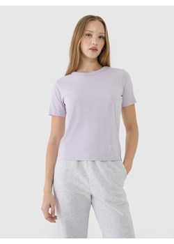 Damski t-shirt basic 4F 4FWSS25TTSHF1991 - fioletowy ze sklepu Sportstylestory.com w kategorii Bluzki damskie - zdjęcie 183942972