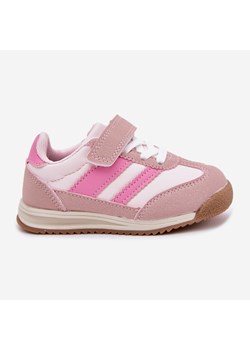 Dziecięce Sneakersy Buty Sportowe Na Rzep Różowe ze sklepu ButyModne.pl w kategorii Buty sportowe dziecięce - zdjęcie 183944470