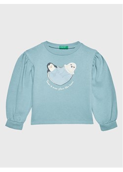 United Colors Of Benetton Bluza 35TMG105N Niebieski Regular Fit ze sklepu MODIVO w kategorii Bluzy dziewczęce - zdjęcie 183944771