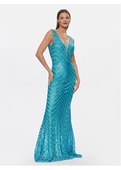 Fracomina Sukienka wieczorowa FQ24SD3029W66701 Turkusowy Slim Fit ze sklepu MODIVO w kategorii Sukienki - zdjęcie 183947004