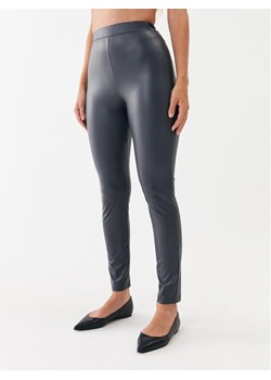 Max Mara Leisure Spodnie z imitacji skóry Zefir 23378601 Szary Slim Fit ze sklepu MODIVO w kategorii Spodnie damskie - zdjęcie 183947014