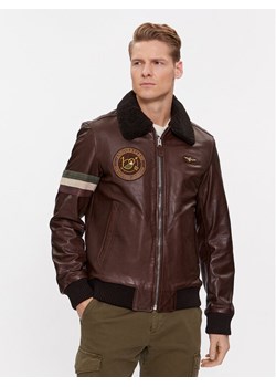 Aeronautica Militare Kurtka skórzana 232PN933PL147 Brązowy Regular Fit ze sklepu MODIVO w kategorii Kurtki męskie - zdjęcie 183947153