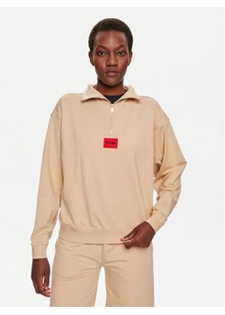 Hugo Bluza Talua 50508701 Beżowy Relaxed Fit ze sklepu MODIVO w kategorii Bluzy damskie - zdjęcie 183947774