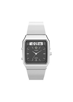 Zegarek Timex Q Timex® 1982 Ana-Digi Reissue Chronograph TW2Y05900 Srebrny ze sklepu eobuwie.pl w kategorii Zegarki - zdjęcie 183969432