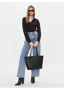 Torebka Tommy Hilfiger Th Essential Sc Tote AW0AW15720 Czarny ze sklepu eobuwie.pl w kategorii Torby Shopper bag - zdjęcie 183969933