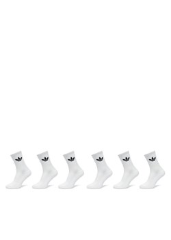 Zestaw 6 par wysokich skarpet unisex adidas Trefoil Cushion IJ5619 Biały ze sklepu eobuwie.pl w kategorii Skarpetki męskie - zdjęcie 183970793
