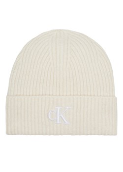 Czapka Calvin Klein Jeans Thick Embroidery Beanie K60K612321 Écru ze sklepu eobuwie.pl w kategorii Czapki zimowe damskie - zdjęcie 183971501