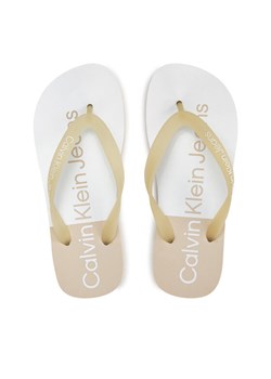 Japonki Calvin Klein Jeans Beach Sandal Flatform Monologo YW0YW01617 Écru ze sklepu eobuwie.pl w kategorii Klapki damskie - zdjęcie 183971694