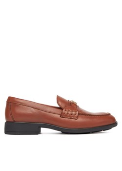 Tommy Hilfiger Loafersy Th Logo Leather Loafer FW0FW08705 Brązowy ze sklepu MODIVO w kategorii Lordsy damskie - zdjęcie 183985243