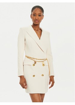 Elisabetta Franchi Sukienka koktajlowa AB-657-46E2 Écru Regular Fit ze sklepu MODIVO w kategorii Sukienki - zdjęcie 183985294