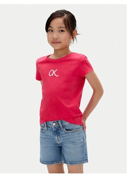 Calvin Klein Jeans T-Shirt Glitter IG0IG02972 M Różowy Slim Fit ze sklepu MODIVO w kategorii Bluzki dziewczęce - zdjęcie 183985380