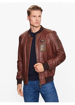 Aeronautica Militare Kurtka skórzana 231PN5026PL183 Brązowy Regular Fit ze sklepu MODIVO w kategorii Kurtki męskie - zdjęcie 183985512