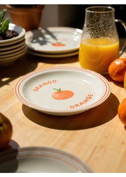Sinsay - Talerz ceramiczny z nadrukiem pomarańczy - pomarańczowy ze sklepu Sinsay w kategorii Talerze - zdjęcie 183992712