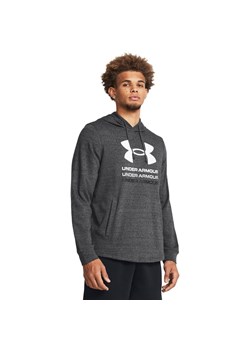 Męska bluza dresowa nierozpinana z kapturem Under Armour UA Rival Terry Graphic Hood - szara ze sklepu Sportstylestory.com w kategorii Bluzy męskie - zdjęcie 183993950
