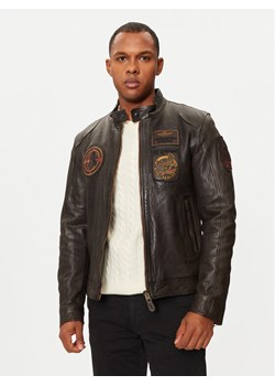 Aeronautica Militare Kurtka skórzana 242PN954PL147 Brązowy Regular Fit ze sklepu MODIVO w kategorii Kurtki męskie - zdjęcie 183995800