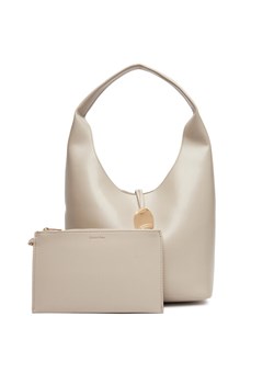 Torebka Calvin Klein Jeans Stone Lock Slouchy Small Shoulde LV04K3176G Écru ze sklepu eobuwie.pl w kategorii Torebki damskie - zdjęcie 184002434
