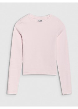 Dziewczęcy longsleeve basic 4F 4FJRSS25TLONF505 - beżowy ze sklepu Sportstylestory.com w kategorii Bluzki dziewczęce - zdjęcie 184004554