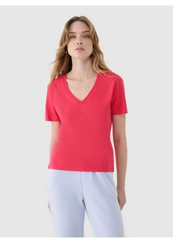 Damski t-shirt basic 4F4FWSS25TTSHF1992 - różowy ze sklepu Sportstylestory.com w kategorii Bluzki damskie - zdjęcie 184004653