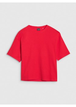 Damski t-shirt basic 4F 4FRSS25TTSHF2651 - czerwony ze sklepu Sportstylestory.com w kategorii Bluzki damskie - zdjęcie 184004660