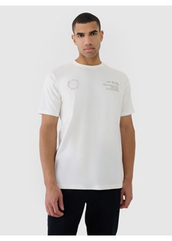 Męski t-shirt oversize z nadrukiem 4F 4FRSS25TTSHM2691 - beżowy ze sklepu Sportstylestory.com w kategorii T-shirty męskie - zdjęcie 184004683
