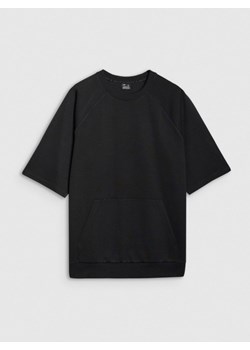 Męska bluza dresowa z krótkim rękawem bez kaptura 4F 4FRSS25TSWSM2114 - czarna ze sklepu Sportstylestory.com w kategorii Bluzy męskie - zdjęcie 184004753