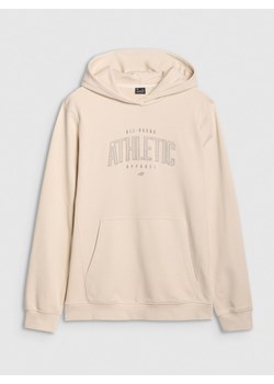 Męska bluza dresowa nierozpinana z kapturem 4F 4FRSS25TSWSM2201 - beżowa ze sklepu Sportstylestory.com w kategorii Bluzy męskie - zdjęcie 184005054