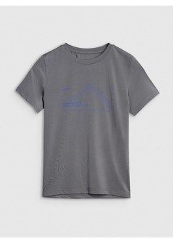 Chłopięcy t-shirt trekkingowy 4F 4FJWSS25TFTSM1212 - szary ze sklepu Sportstylestory.com w kategorii T-shirty chłopięce - zdjęcie 184005461