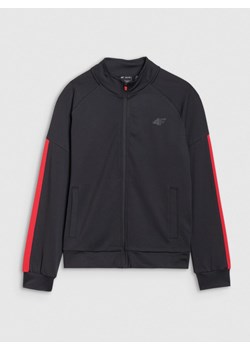 Chłopięca bluza treningowa rozpinana bez kaptura 4F 4FJWSS25TFSWM452 - czarna ze sklepu Sportstylestory.com w kategorii Bluzy chłopięce - zdjęcie 184005563
