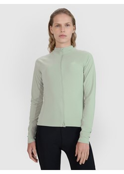 Damski longsleeve rowerowy 4F 4FWSS25TFLOF343 - zielony ze sklepu Sportstylestory.com w kategorii Bluzki damskie - zdjęcie 184005570