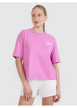 Damski t-shirt z nadrukiem 4F 4FWSS25TTSHF1967 - różowy ze sklepu Sportstylestory.com w kategorii Bluzki damskie - zdjęcie 184006050