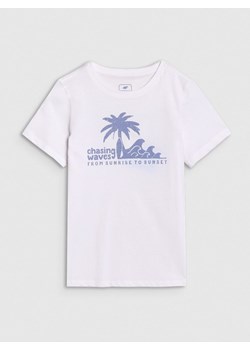 Chłopięcy t-shirt z nadrukiem 4F 4FJRSS25TTSHM2867 - biały ze sklepu Sportstylestory.com w kategorii T-shirty chłopięce - zdjęcie 184006413