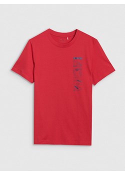 Męski t-shirt z nadrukiem 4F 4FRSS25TTSHM2982 - czerwony ze sklepu Sportstylestory.com w kategorii T-shirty męskie - zdjęcie 184006603