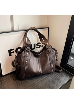 Miękka skórzana torba z kieszeniami - Brązowy ze sklepu Intimica.pl w kategorii Torby Shopper bag - zdjęcie 184006852