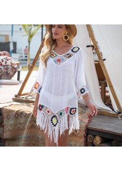 Sukienka plażowa w stylu boho - Biały Uniwersalny ze sklepu Intimica.pl w kategorii Odzież plażowa - zdjęcie 184006903