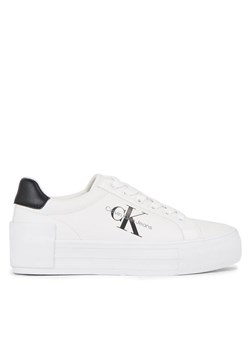 Sneakersy Calvin Klein Jeans Bold Vulc Flatform Laceup Lth Wn YW0YW00821 Biały ze sklepu eobuwie.pl w kategorii Buty sportowe damskie - zdjęcie 184009582