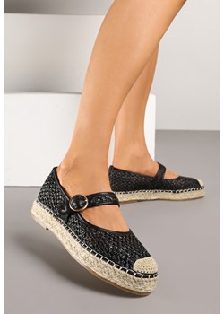 Czarne Espadryle ze Sprzączką na Plecionej Podeszwie ze Skórzaną Wkładką Eradellea ze sklepu born2be.pl w kategorii Espadryle damskie - zdjęcie 184011384