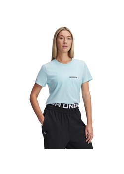 Damski t-shirt z nadrukiem Under Armour UA Rival Outline SS - niebieski ze sklepu Sportstylestory.com w kategorii Bluzki damskie - zdjęcie 184012702