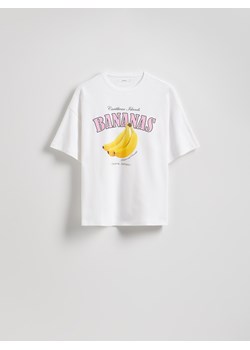 Reserved - T-shirt z nadrukiem - biały ze sklepu Reserved w kategorii Bluzki damskie - zdjęcie 184014493