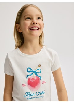Reserved - T-shirt z nadrukiem - złamana biel ze sklepu Reserved w kategorii Bluzki dziewczęce - zdjęcie 184014580