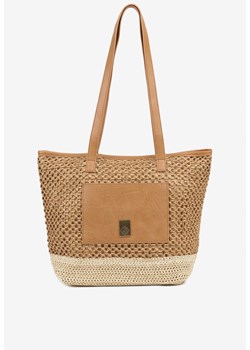 Ciemnobeżowa Torebka Typu Shopper z Plecionką Felarena ze sklepu renee.pl w kategorii Torby letnie - zdjęcie 184014682