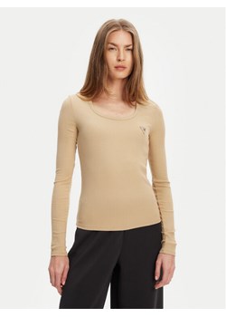 Guess Bluzka V4BP07 K8RT2 Beżowy Regular Fit ze sklepu MODIVO w kategorii Bluzki damskie - zdjęcie 184016162