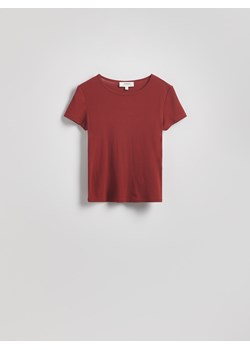 Reserved - Bawełniany t-shirt slim fit - ciemnofioletowy ze sklepu Reserved w kategorii Bluzki damskie - zdjęcie 184018044
