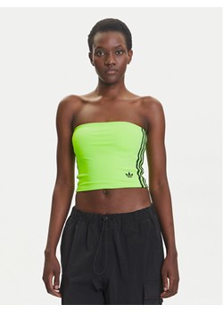 adidas Top adicolor 3-Stripes JX7719 Zielony Slim Fit ze sklepu MODIVO w kategorii Bluzki damskie - zdjęcie 184019334