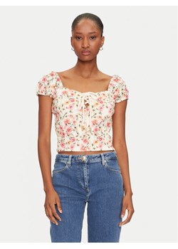 Guess Bluzka W5GP13 KCVA1 Beżowy Slim Fit ze sklepu MODIVO w kategorii Bluzki damskie - zdjęcie 184023401