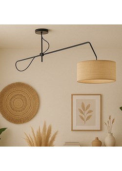 Lampa sufitowa na wysięgniku regulowanym w stylu boho RIO BOHO z rattanowym kloszem o średnicy 40 cm ze sklepu Lysne w kategorii Lampy sufitowe - zdjęcie 184023914