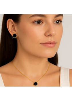 Elegancka biżuteria do dekoltu V złota z czarnym oczkiem ze sklepu otien.com w kategorii Komplety biżuterii - zdjęcie 184023922